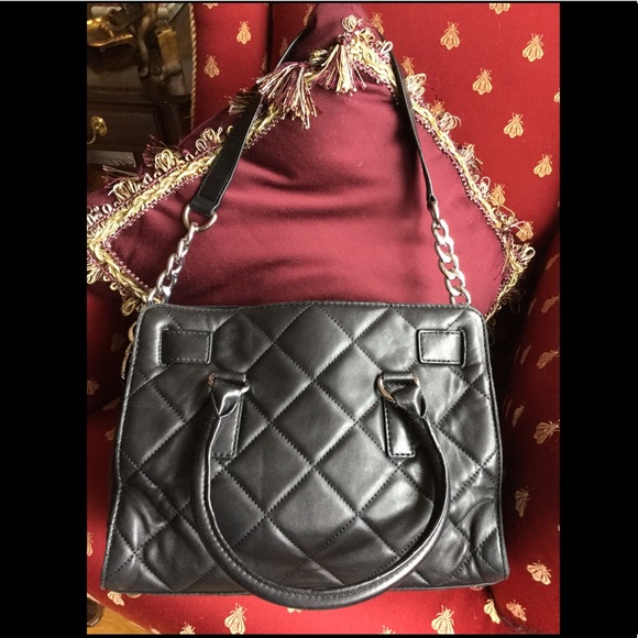 Michael Kors HAMILTON QUILTED LEATHER Satchel Handbag Shoulder Bag Black - Picture 5 of 16